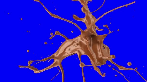 Explosion Chocolat Liquide Dans Masque Matte Alpha Channel Ralenti — Video
