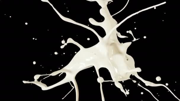 Εκρηκτικά Νόστιμο Γάλα Matte Alpha Channel Μάσκα Αργή Κίνηση — Αρχείο Βίντεο