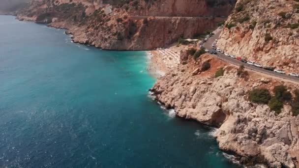 土耳其最美丽的绿水海滩是卡普塔。它就在地中海沿岸 — 图库视频影像