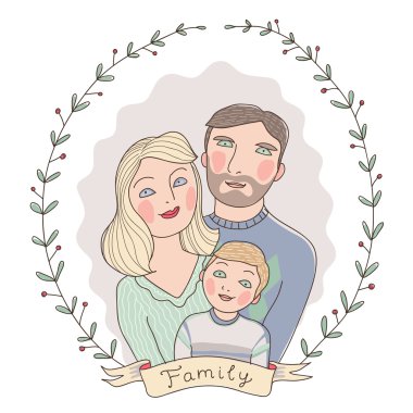 aile içinde defne çelenk çerçeve