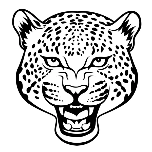 Cabeza de leopardo agresivo — Archivo Imágenes Vectoriales