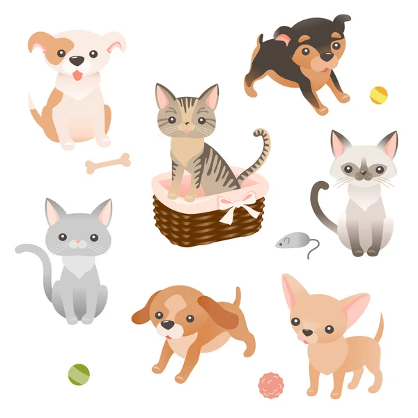 Kukla ve yavru kedi karakterler — Stok Vektör