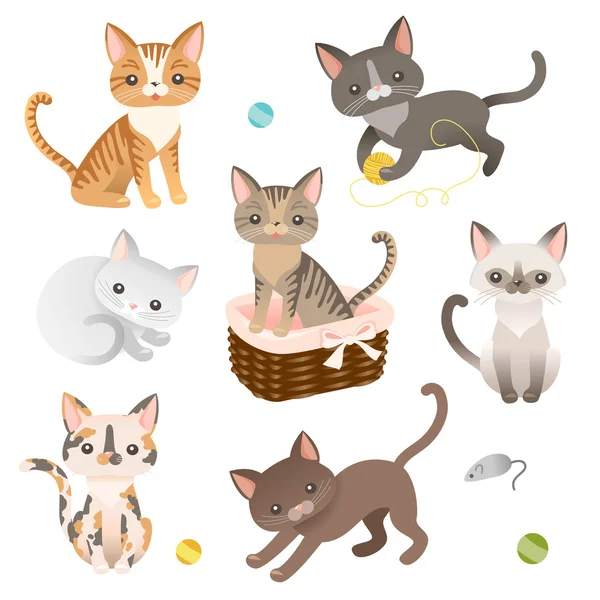 Set of  cat characters — Stock Vector