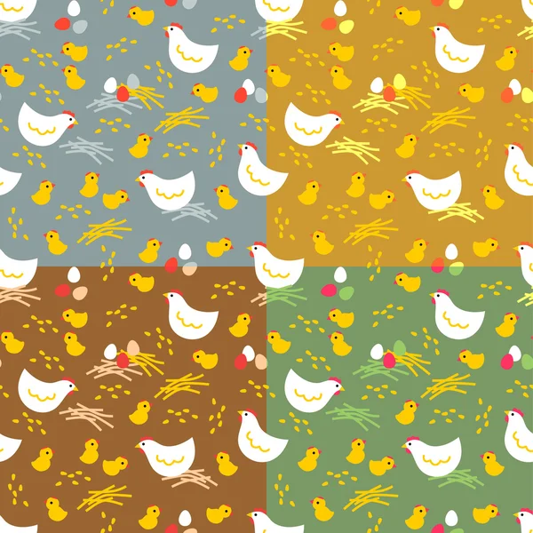 Pollos con huevos coloridos — Archivo Imágenes Vectoriales