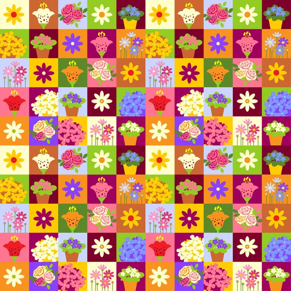 Mosaico patrón de flores — Vector de stock