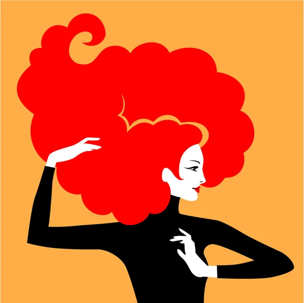 Mujer de pelo largo y rojo — Vector de stock