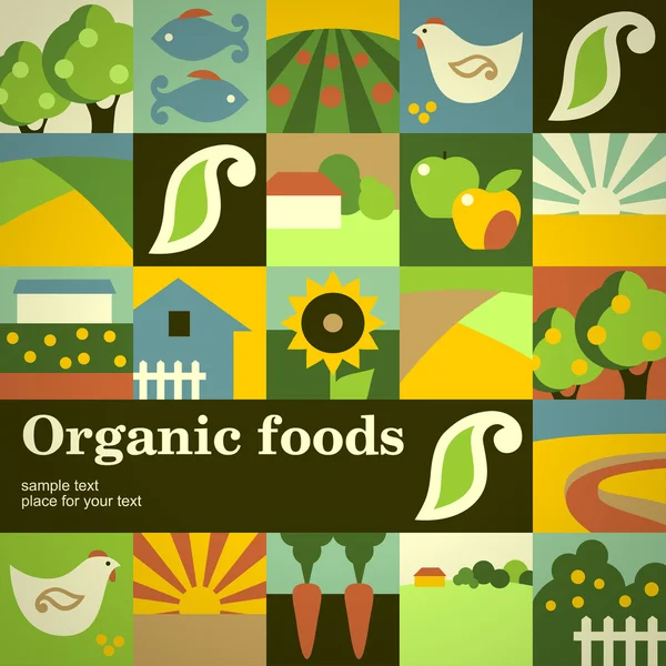 Aliments biologiques fond — Image vectorielle