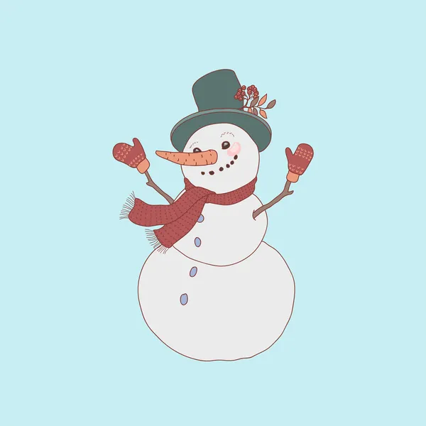 快乐的微笑雪人 — 图库矢量图片