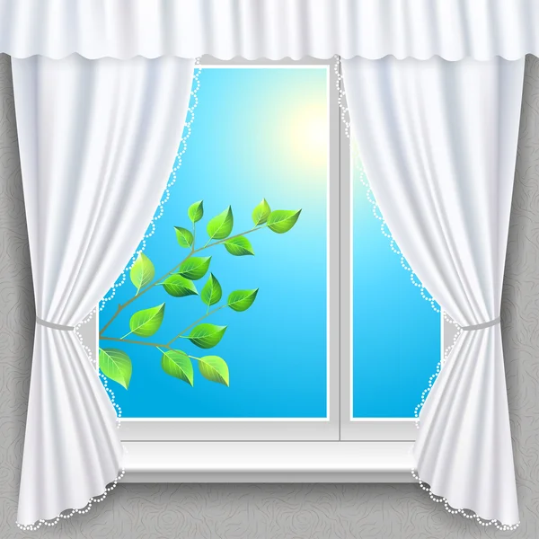 Ventana de primavera — Vector de stock