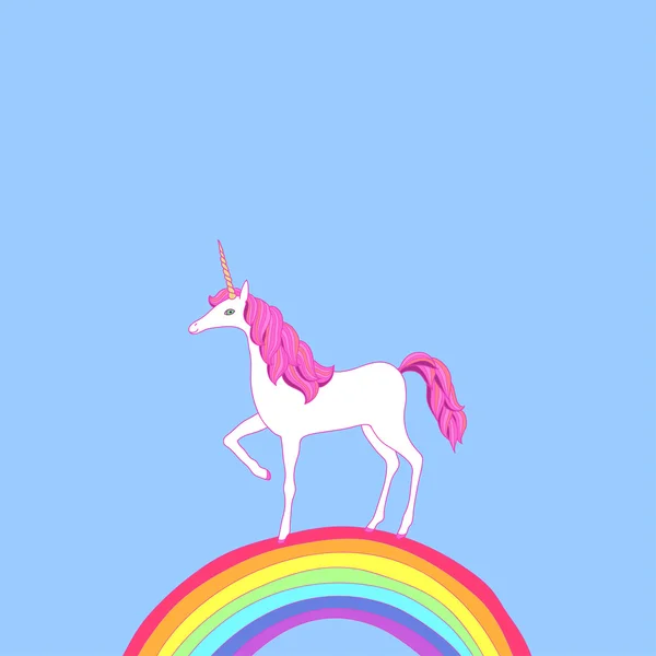 Unicorno su un arcobaleno — Vettoriale Stock