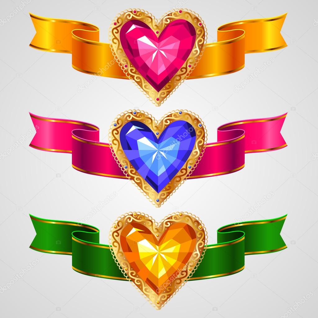 Ribbond with jewelry hearts