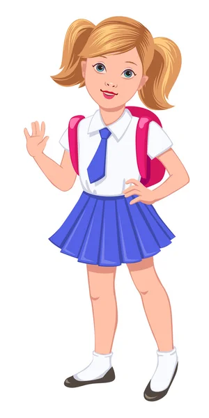 École fille en uniforme — Image vectorielle