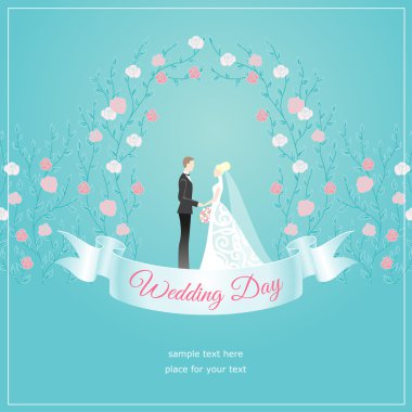 Gelin ve Damat Düğün kartı