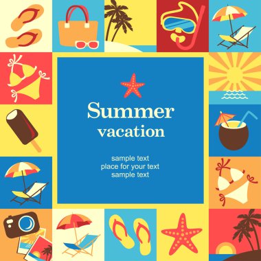 yaz tatil çerçeve şablon kartı