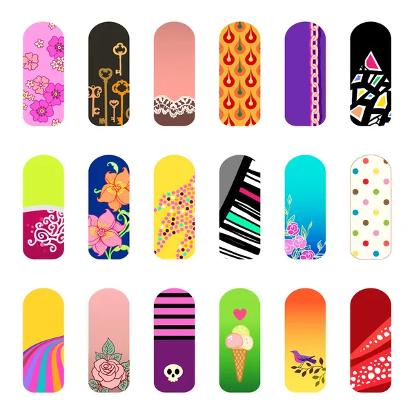 Set of nail art designs — Stock Vector