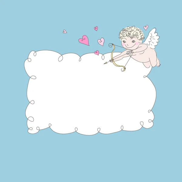 Archer Cupidon et un cadre nuage — Image vectorielle