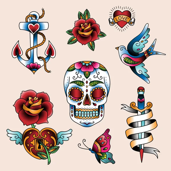 Tattoo set — Stockvector