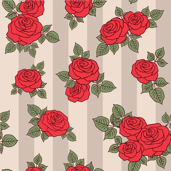 Pola mulus dengan mawar merah - Stok Vektor
