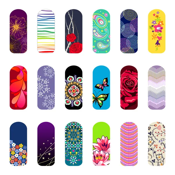 Ensemble de dessins de nail art — Image vectorielle