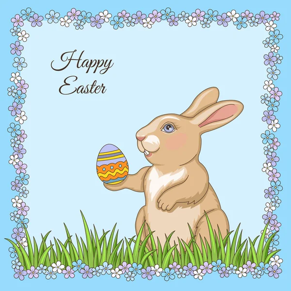 Easter rabbit in green grass — Stock Vector