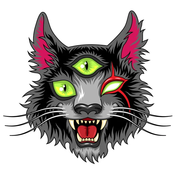 Голова страшного фентезійного кота — стоковий вектор