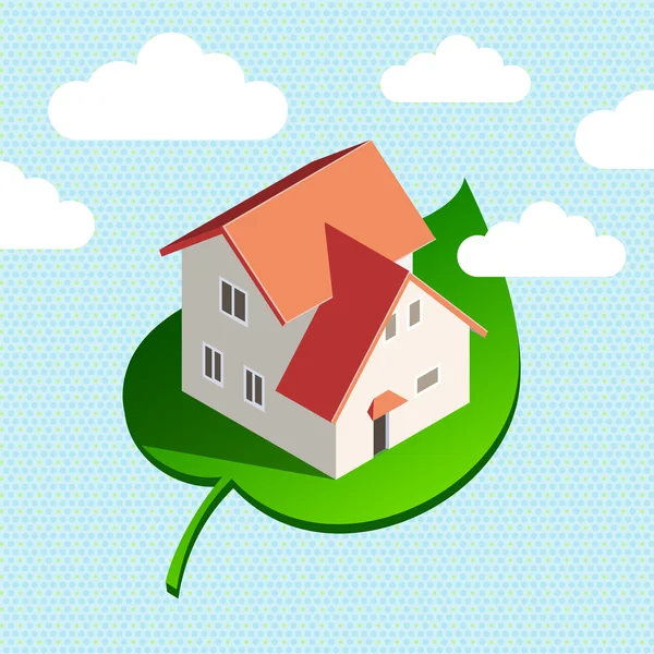 Eco house in the sky conceptv — Stock Vector