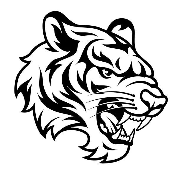 Tigre rugiente negro — Vector de stock