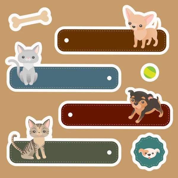 Labels with domestic animals — Stock Vector