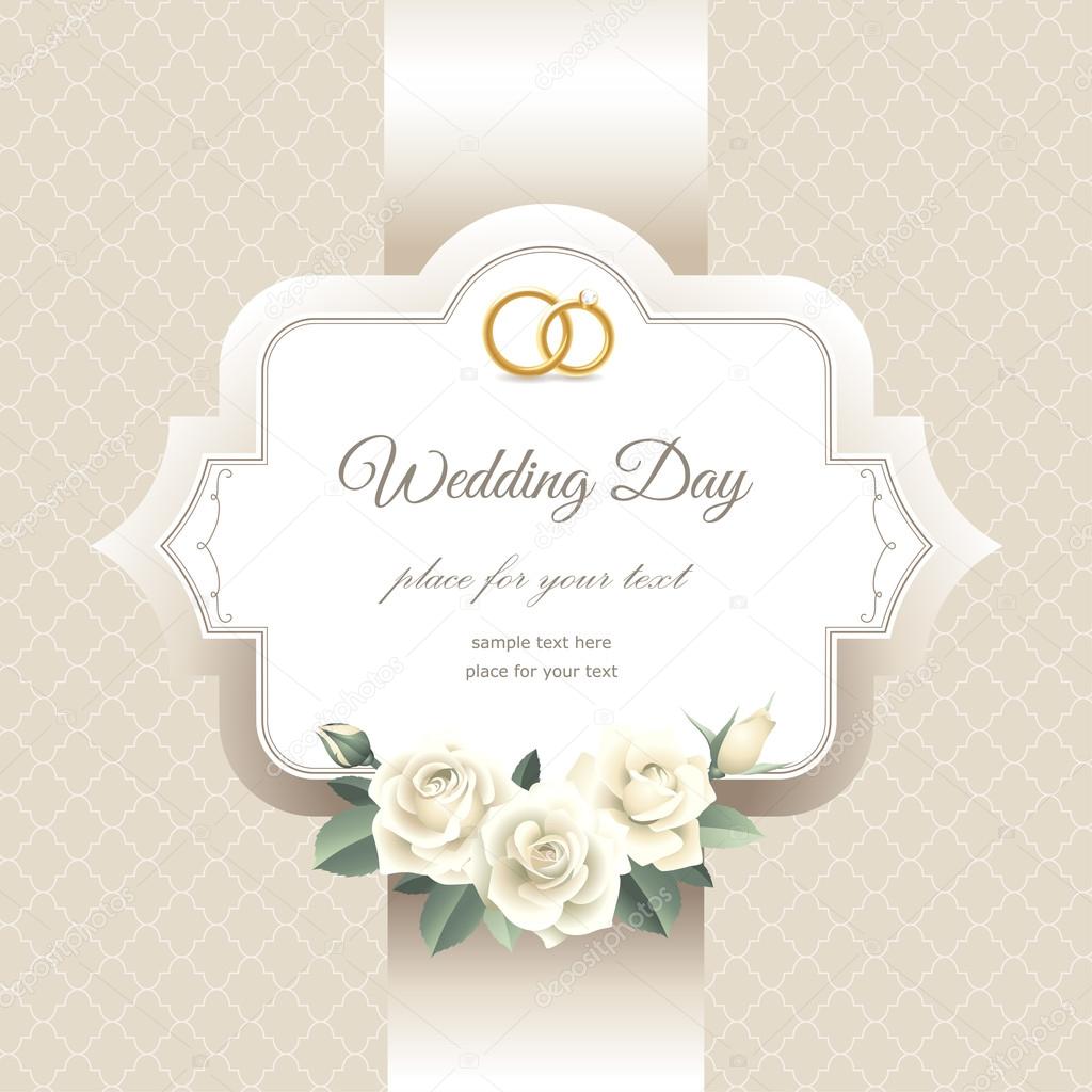 Wedding card with white roses