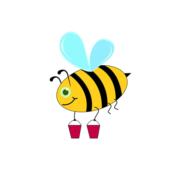 ? artoon bee met twee emmers — Stockvector