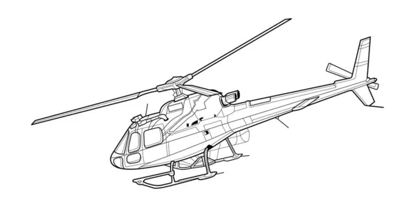 Coloriage Hélicoptère Militaire Adulte Pour Livre Copter Aircraft Illustration Vectorielle — Image vectorielle