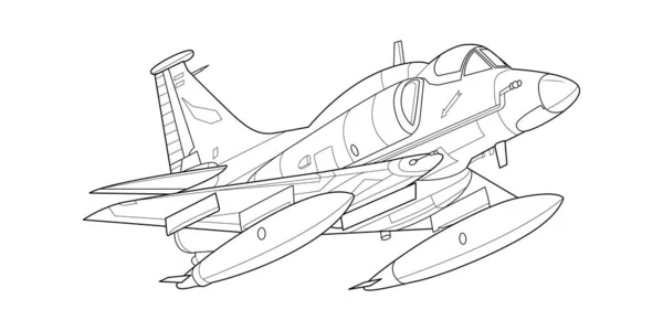 Страница Раскраски Взрослых Военных Самолетов Книги Рисунка Самолёт Военный Самолет — стоковый вектор