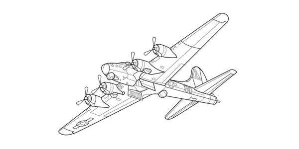 Página Para Colorir Aeronaves Militares Adultas Para Livro Desenho Avião — Vetor de Stock