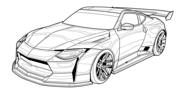 Dibujo Para Colorear Para Adultos Papel Coche Con Contornos Vehículo — Vector de stock