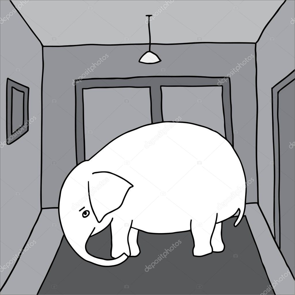 Elephant in the room. Idiomatic expression. Metaphoric idiom.