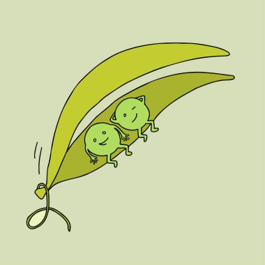 Two peas in a pod. Concept of similarity. Metaphorical idiom. clipart