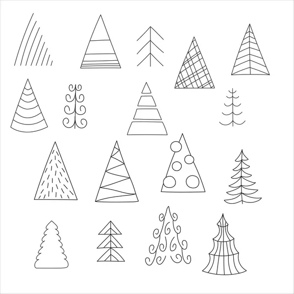 Set aus verschiedenen Weihnachtsbäumen. Vektorabbildung auf weißem Hintergrund. — Stockvektor