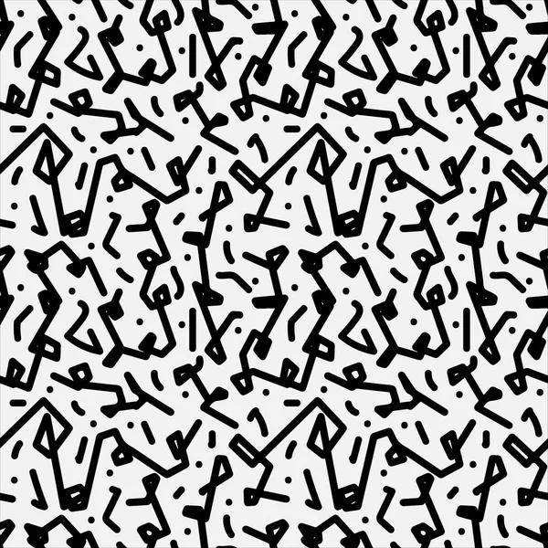 Abstracte hand getrokken gebroken lijn naadloos patroon, zwart-wit textuur. — Stockvector