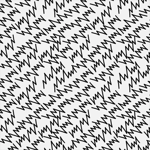 Abstract met de hand getekend naadloos patroon, zwart-wit zigzag textuur. — Stockvector