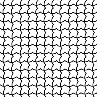 Soyut el çizimi pürüzsüz desen, siyah ve beyaz eğri çizgi dokusu.