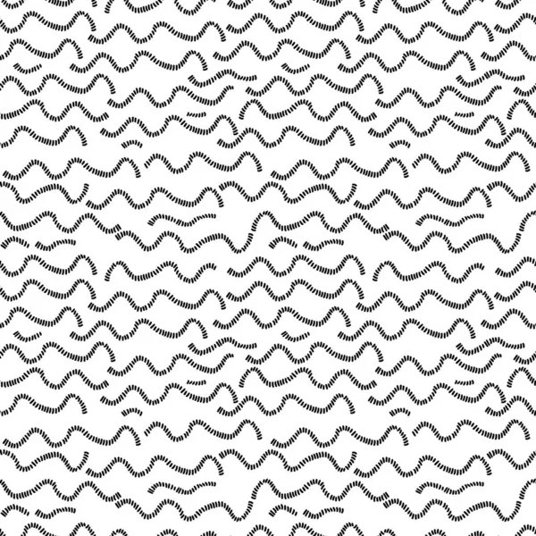 Abstracte hand getrokken gebroken lijn naadloos patroon, zwart-wit textuur. — Stockvector