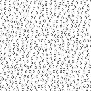 Su damlası el çizimi pürüzsüz desen, siyah beyaz desen.