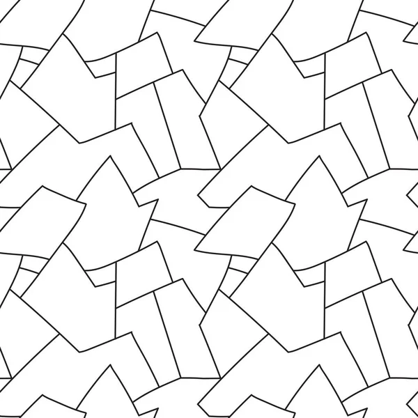 Onregelmatige geometrische hand getekend naadloos patroon, zwart-wit lijnen textuur. — Stockvector