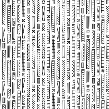 Soyut el çizimi dikdörtgen desen, siyah ve beyaz desen.