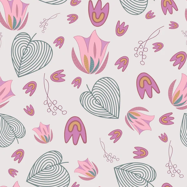 Floral seamless pattern with pink Eustoma flowers on white background. —  Vetores de Stock