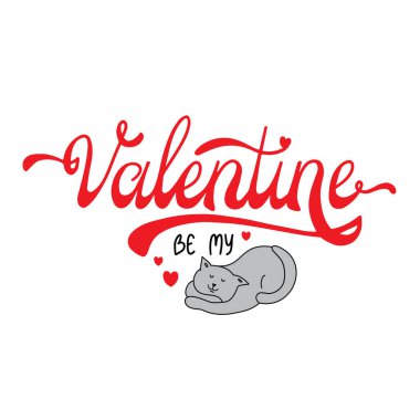 Beyaz arka planda kırmızı kalpleri olan sevgililer günü mektubum ve hayalperest kedim ol