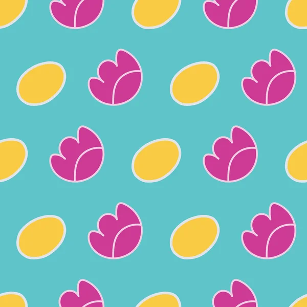 Summer seamless pattern. Abstract pink and yellow elements on blue background. —  Vetores de Stock