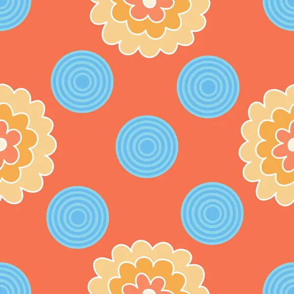 Motif Floral Géométrique Sans Couture Sur Fond Orange Pour Tissu — Image vectorielle