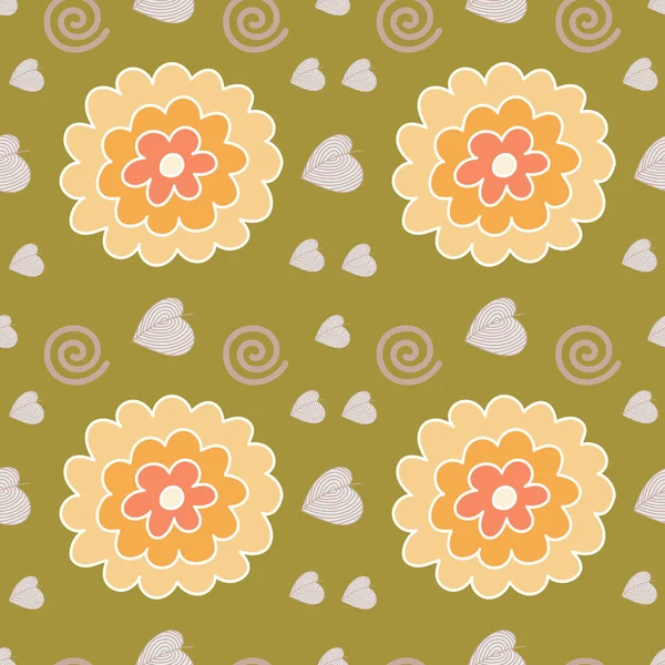 緑の背景に黄色の花のシームレスなパターン 包装紙 スクラップブッキングのために — ストックベクタ