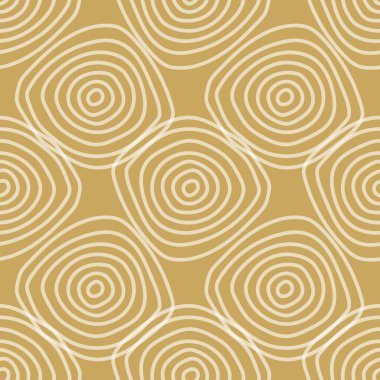 Hardal sarısı arka planda elle çizilmiş eşmerkezli daireler olan soyut, pürüzsüz desen. Tasarım, tekstil, ambalaj, kart, baskı için.